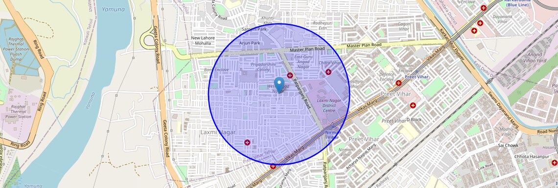 Location Map of Guru Angad Nagar, Delhi