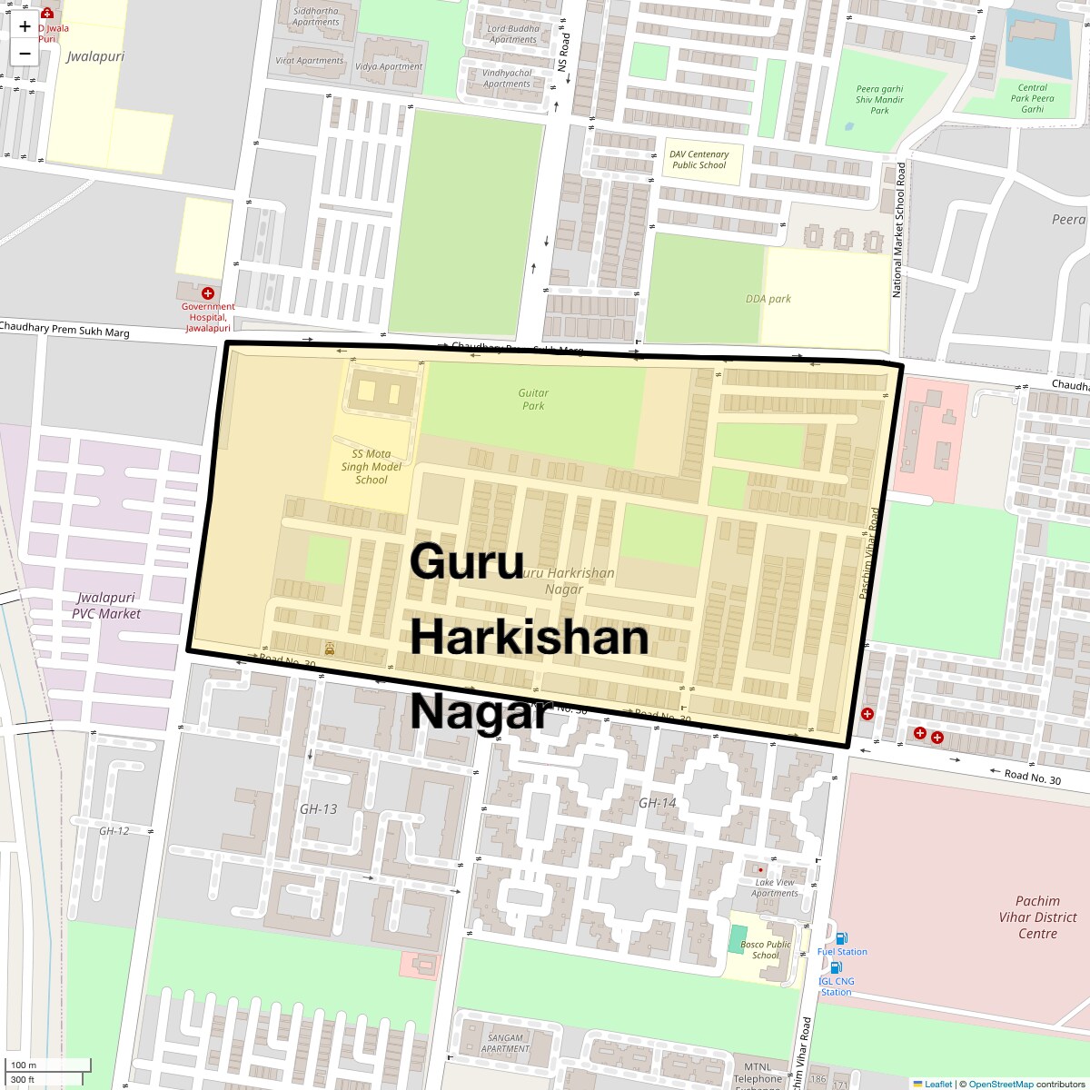 Location Map of Guru Harkishan Nagar, Delhi