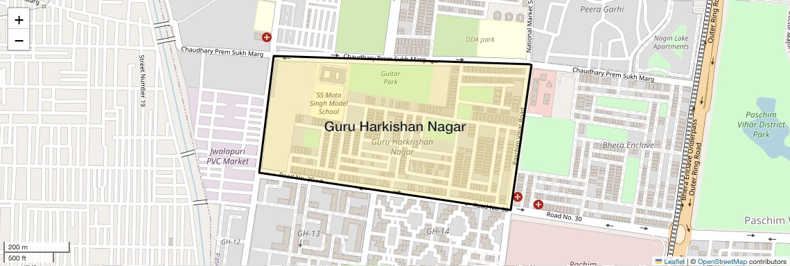 Location Map of Guru Harkishan Nagar, Delhi