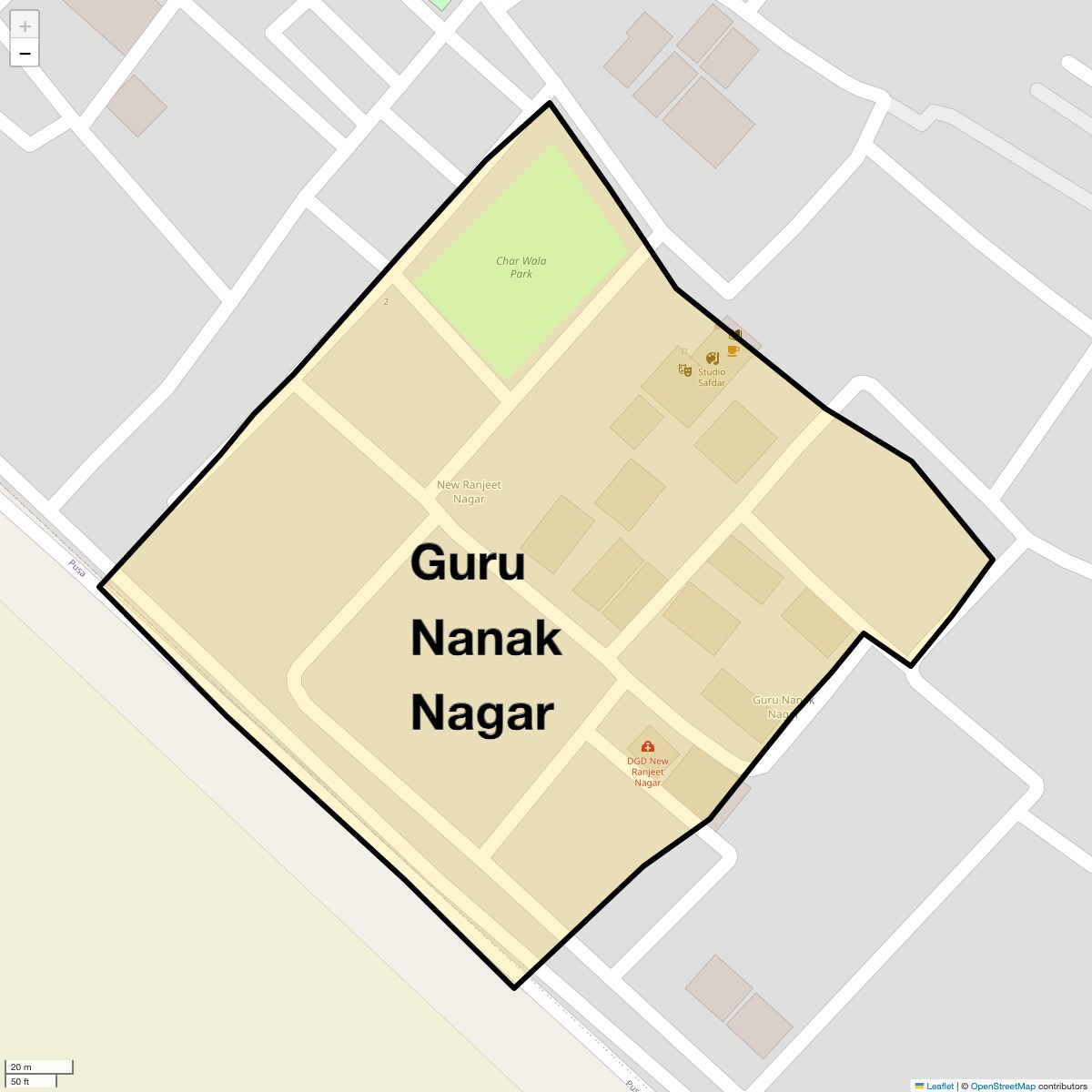Location Map of Guru Nanak Nagar, Delhi