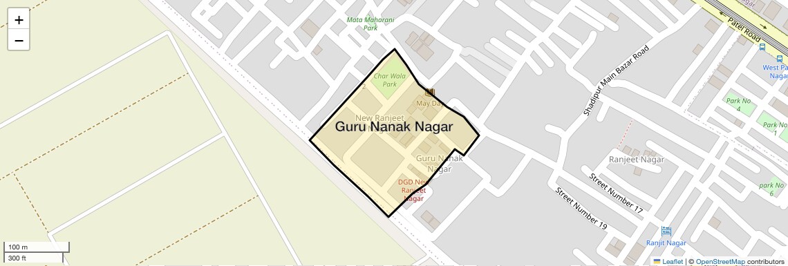 Location Map of Guru Nanak Nagar, Delhi