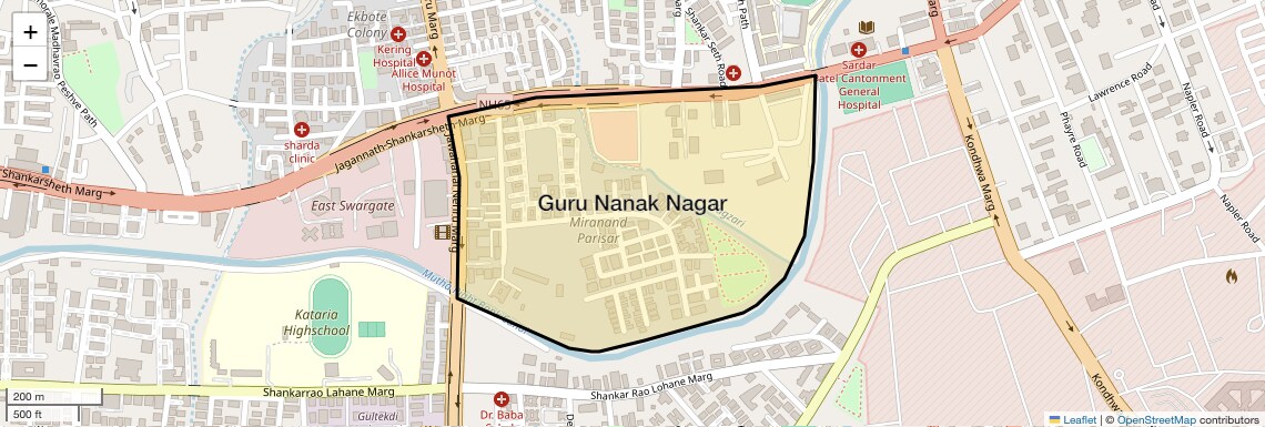 Location Map of Guru Nanak Nagar, Pune