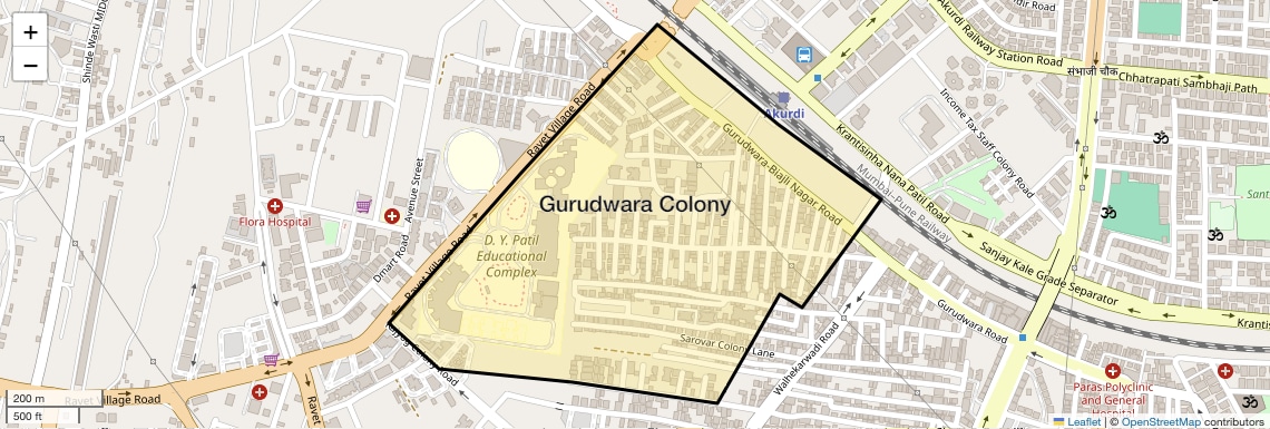 Location Map of Gurudwara Colony, Pune