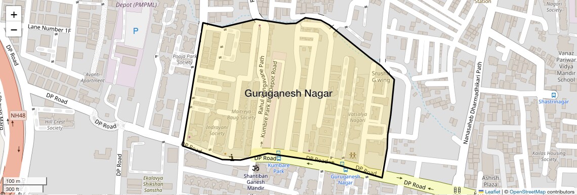Location Map of Guruganesh Nagar, Pune