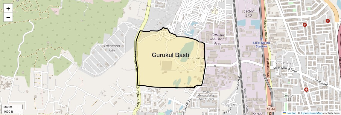 Location Map of Gurukul Basti, Faridabad