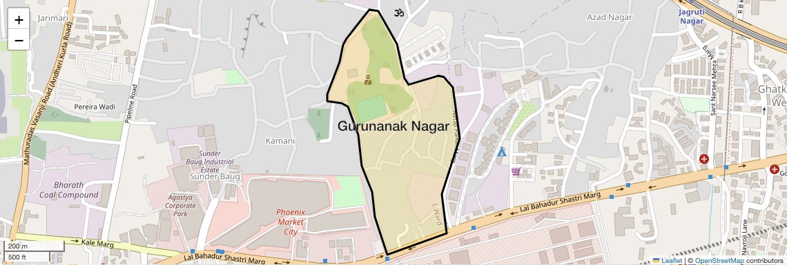 Location Map of Gurunanak Nagar, Mumbai