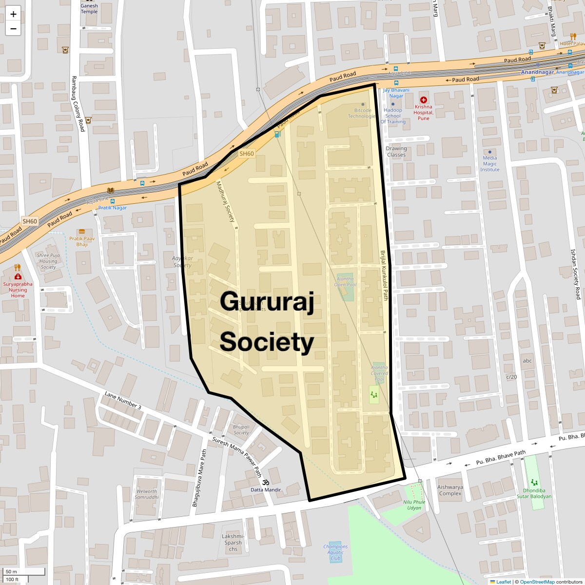 Location Map of Gururaj Society, Pune