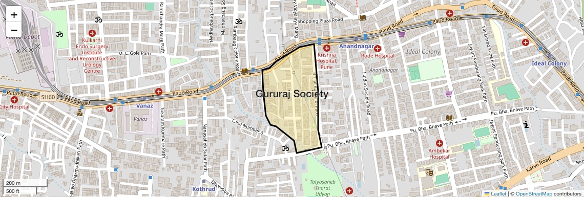 Location Map of Gururaj Society, Pune