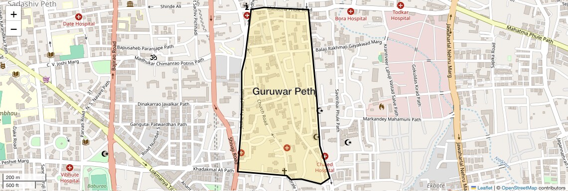 Location Map of Guruwar Peth, Pune