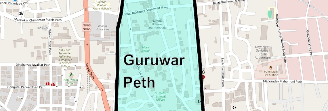 Location Map of Guruwar Peth, Pune