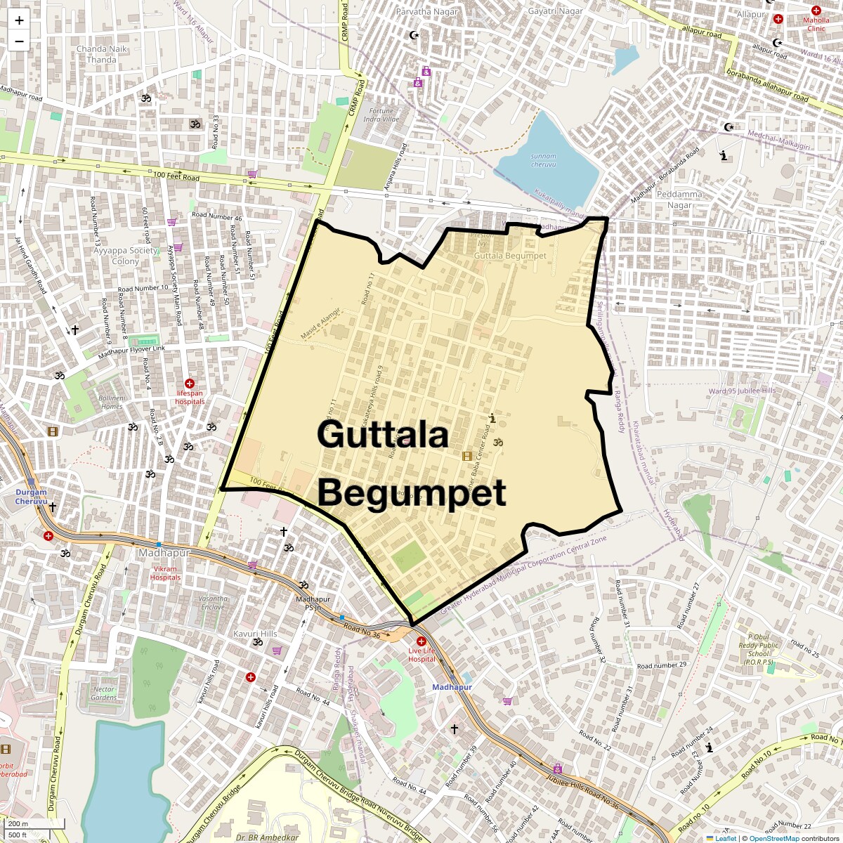 Location Map of Guttala Begumpet, Hyderabad