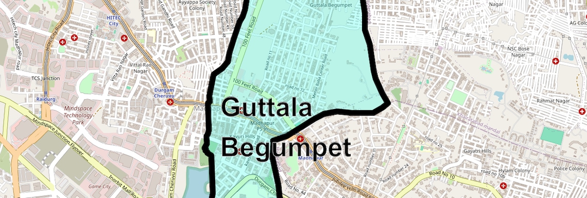 Location Map of Guttala Begumpet, Hyderabad