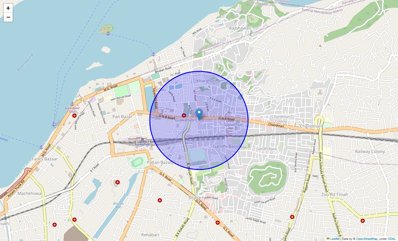 Location Map of Guwahati Club, Guwahati