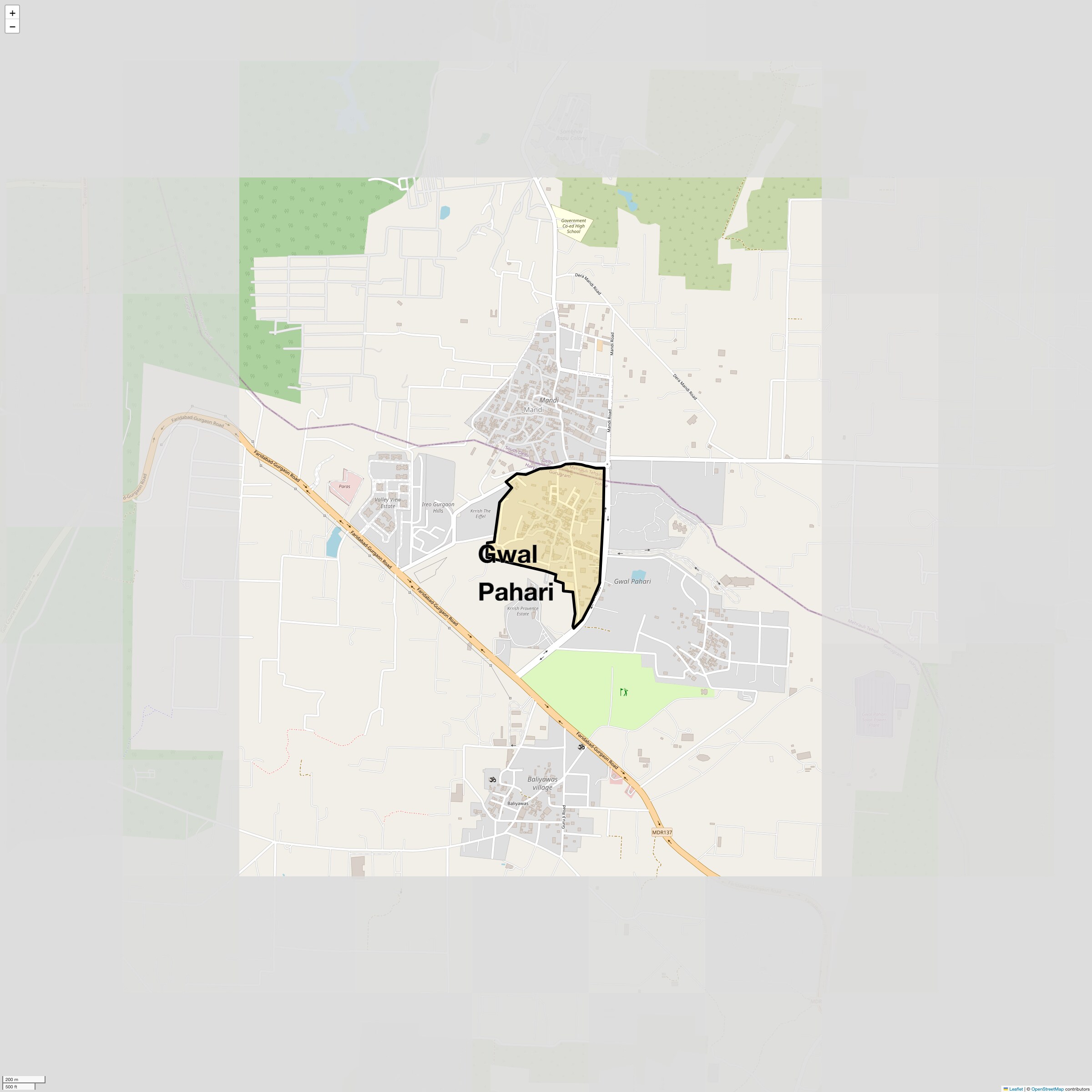Location Map of Gwal Pahari, Gurgaon