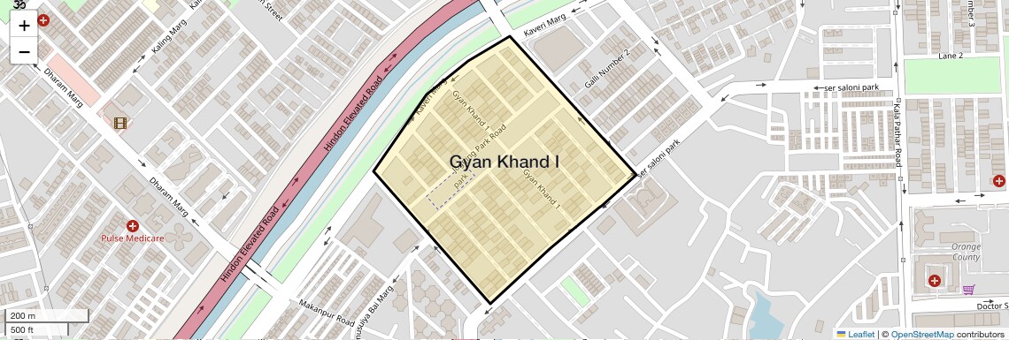 Location Map of Gyan Khand I, Ghaziabad