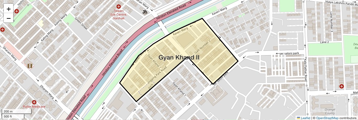 Location Map of Gyan Khand II, Ghaziabad