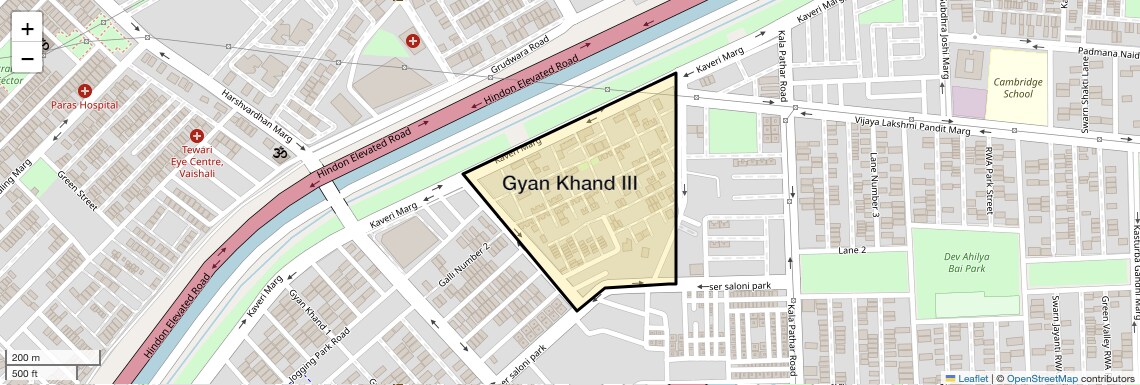 Location Map of Gyan Khand III, Ghaziabad
