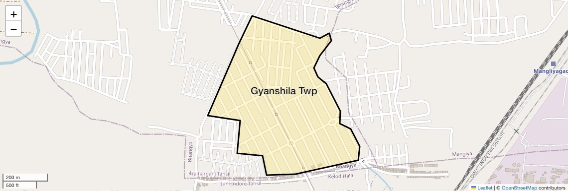 Location Map of Gyanshila Twp, Indore