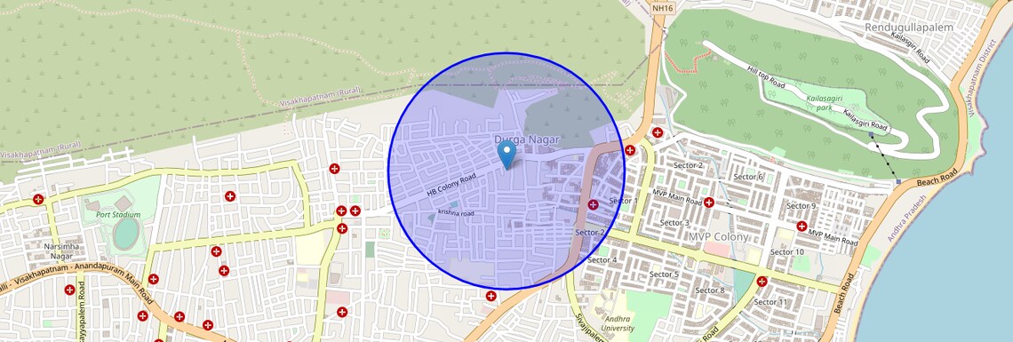 Location Map of H B Colony, Vizag