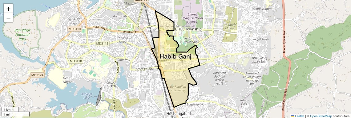 Location Map of Habib Ganj, Bhopal