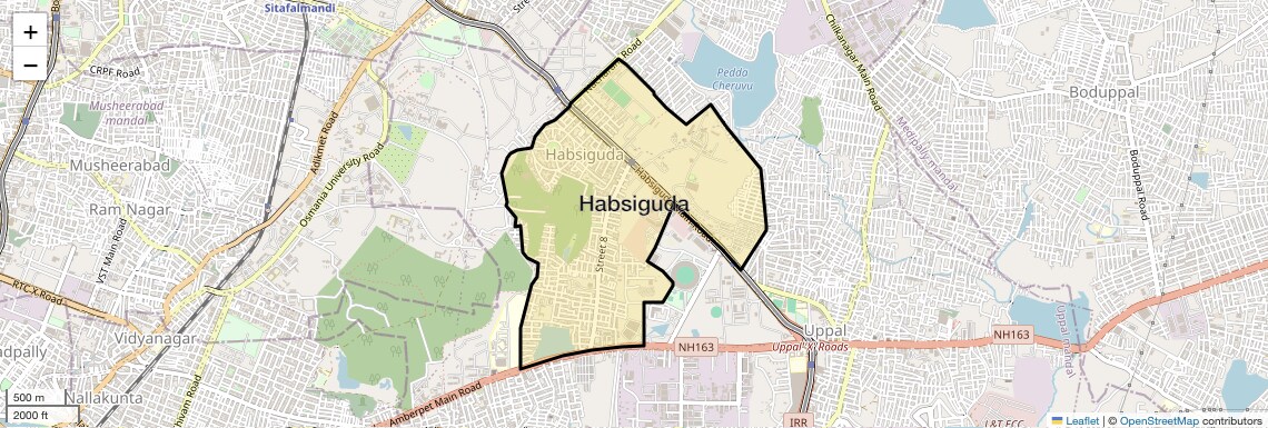 Location Map of Habsiguda, Hyderabad