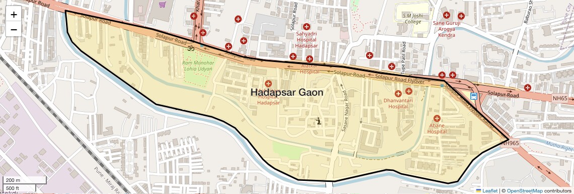 Location Map of Hadapsar Gaon, Pune