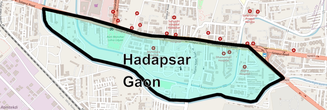 Location Map of Hadapsar Gaon, Pune