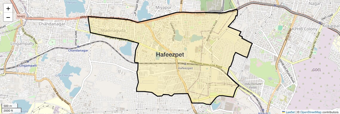 Location Map of Hafeezpet, Hyderabad