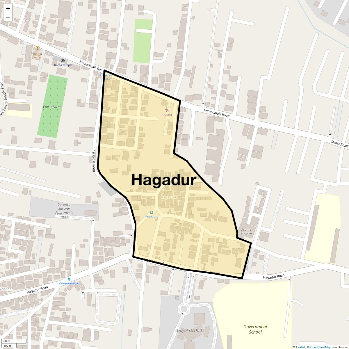 Location Map of Hagadur, Bangalore
