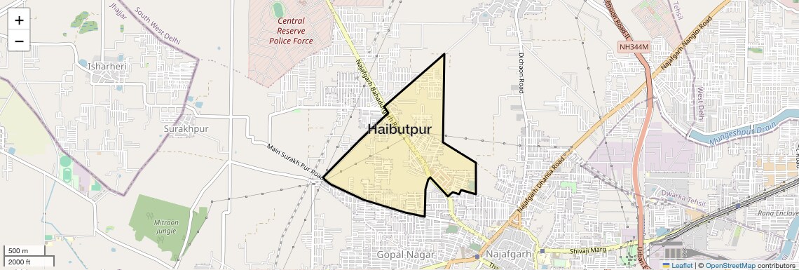 Location Map of Haibutpur, Delhi