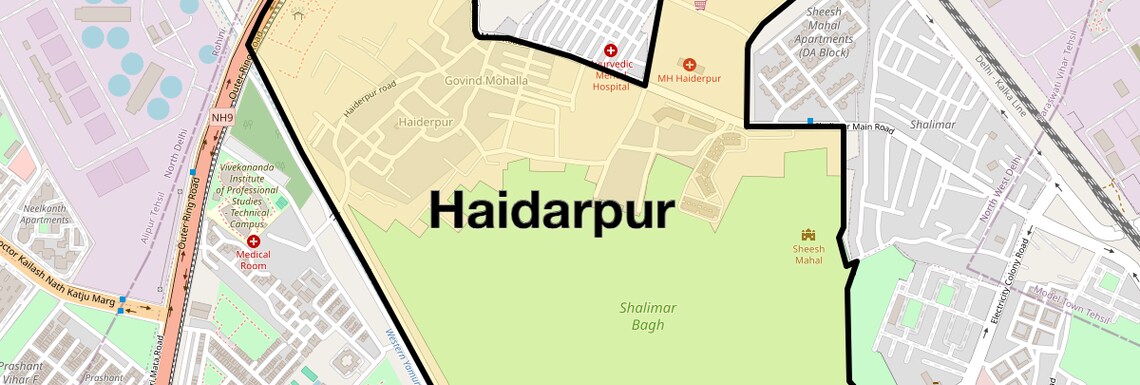 Location Map of Haidarpur, Delhi
