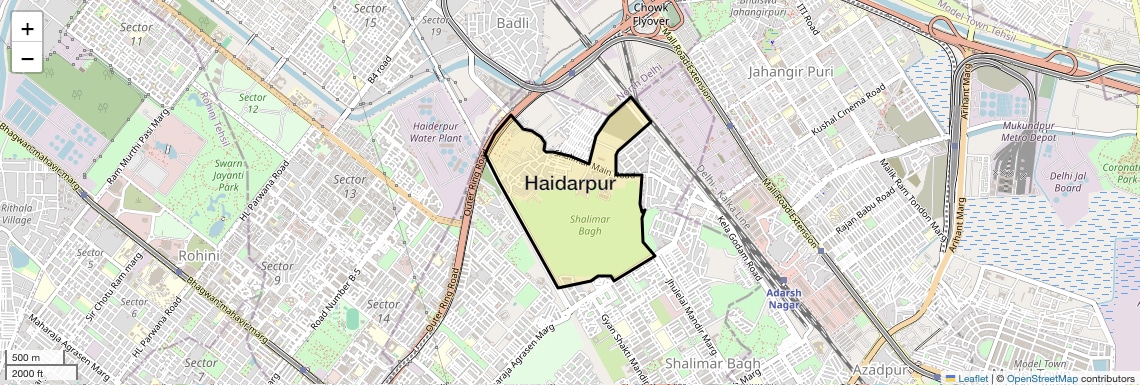 Location Map of Haidarpur, Delhi