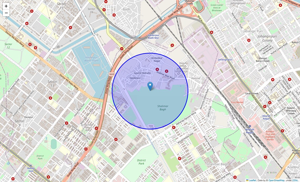 Location Map of Haidarpur, Delhi