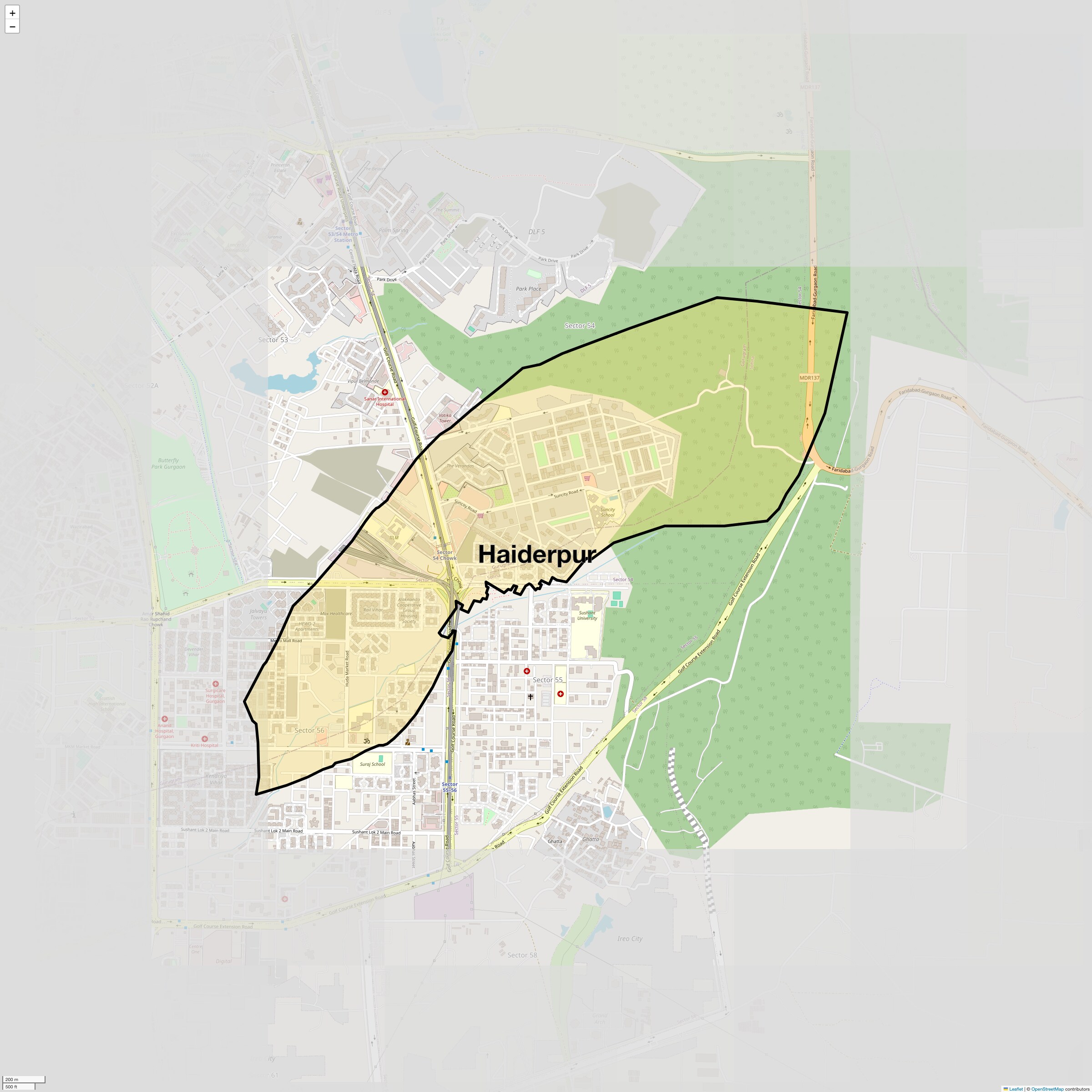 Location Map of Haiderpur, Gurgaon