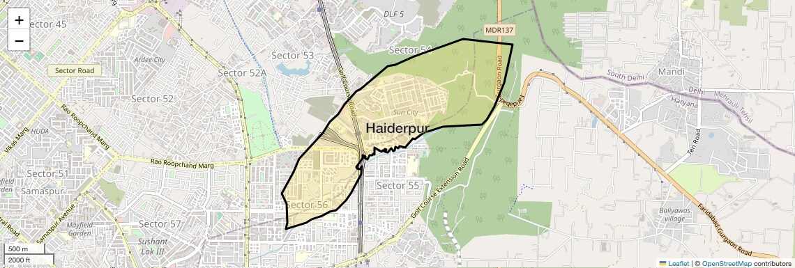 Location Map of Haiderpur, Gurgaon