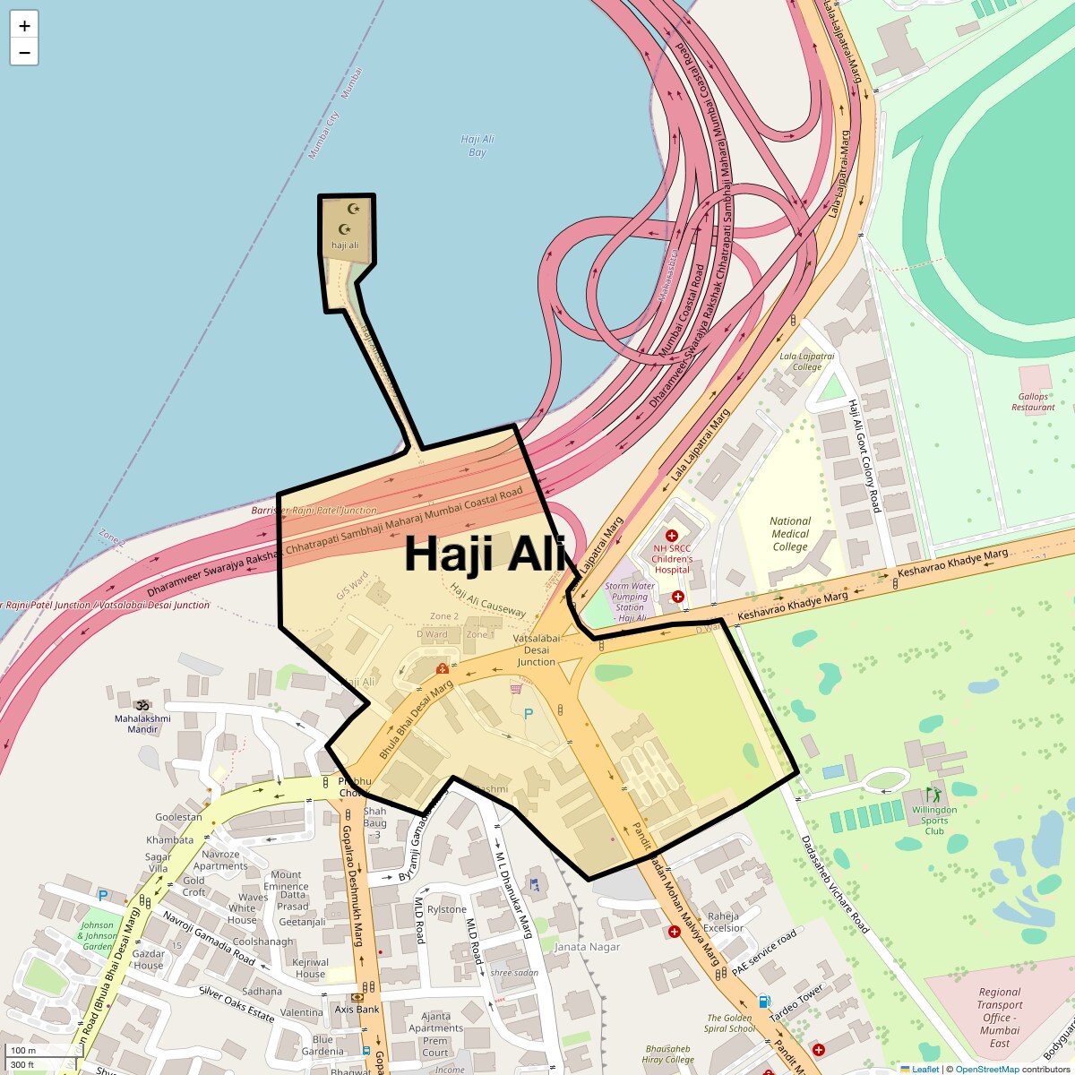 Location Map of Haji Ali, Mumbai