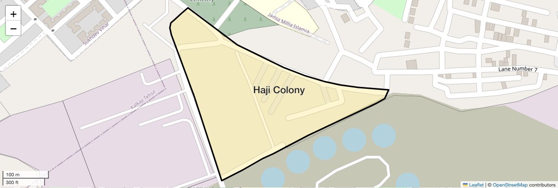 Location Map of Haji Colony, Delhi