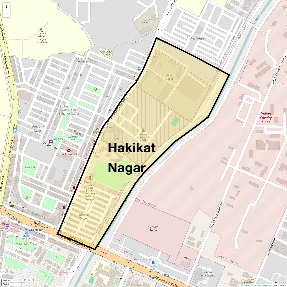Location Map of Hakikat Nagar, Delhi