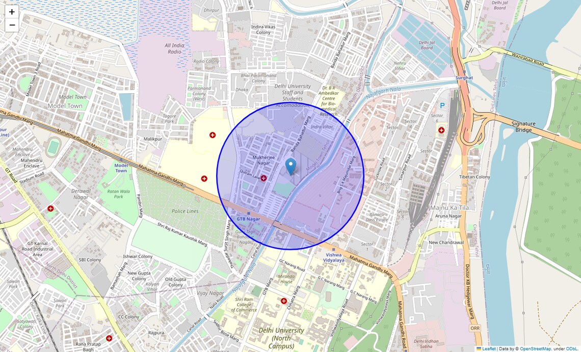 Location Map of Hakikat Nagar, Delhi