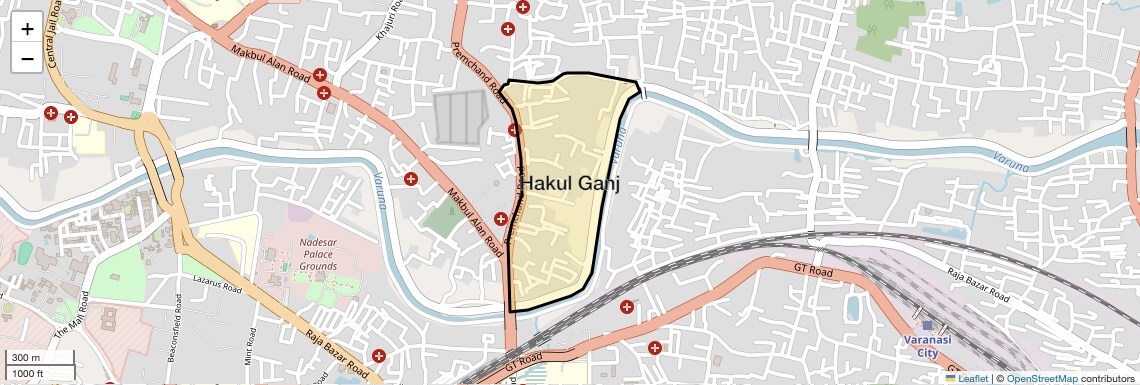 Location Map of Hakul Ganj, Varanasi