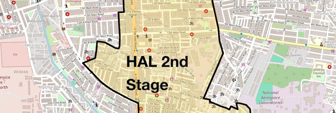 Location Map of HAL 2nd Stage, Bangalore