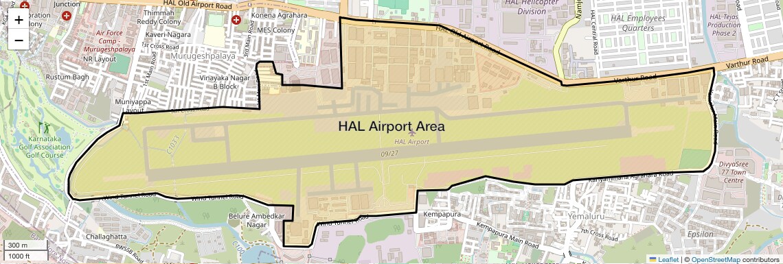Location Map of HAL Airport Area, Bangalore