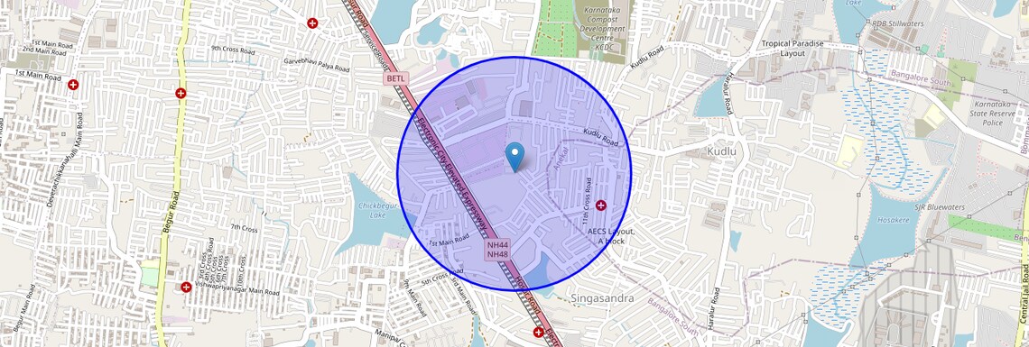 Location Map of HAL Layout, Bangalore