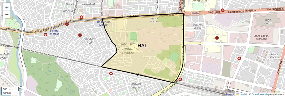 Location Map of HAL, Lucknow