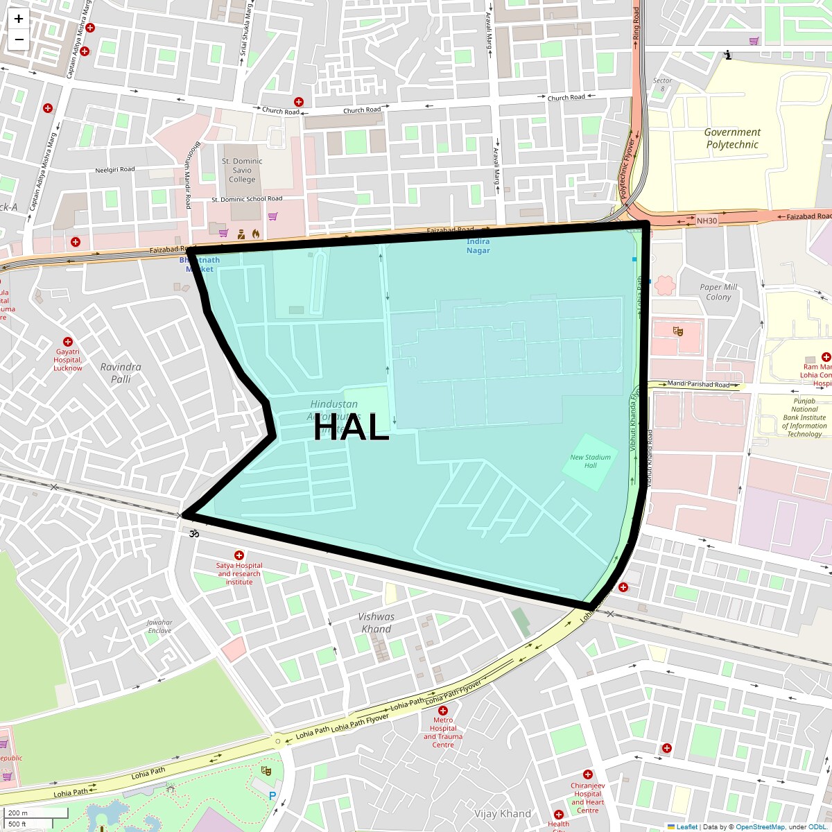 Location Map of Hal, Lucknow