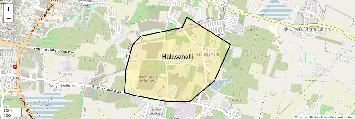 Location Map of Halasahalli, Bangalore