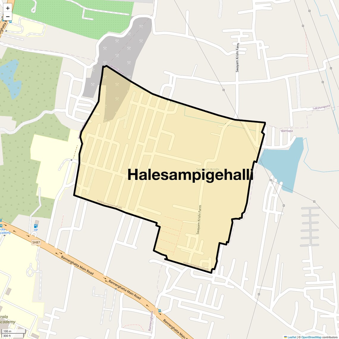 Location Map of Halesampigehalli, Bangalore