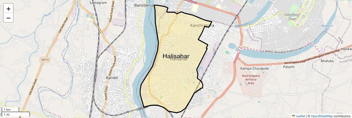 Location Map of Halisahar, Kolkata