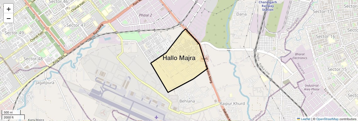 Location Map of Hallo Majra, Chandigarh