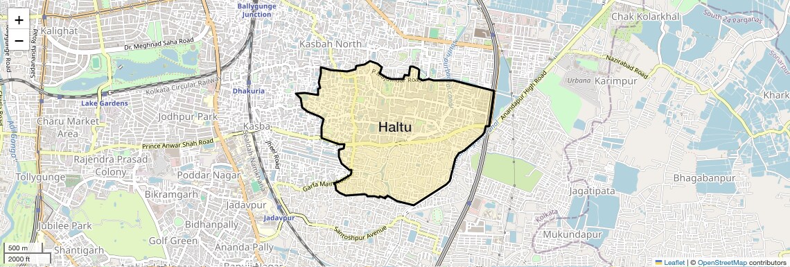Location Map of Haltu, Kolkata
